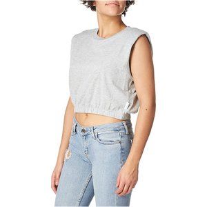 NWT - Calvin Klein Women's Banded Crop Shoulder Pad Tee